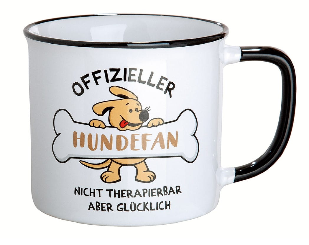 Gilde Keramik Becher Tasse "Offizieller Hundefan, nicht therapierbar aber glücklich" - 390 ml