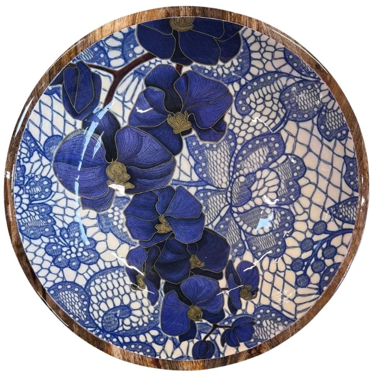 byRoom Mangoholz Schüssel Blue Lace Ø 35 cm