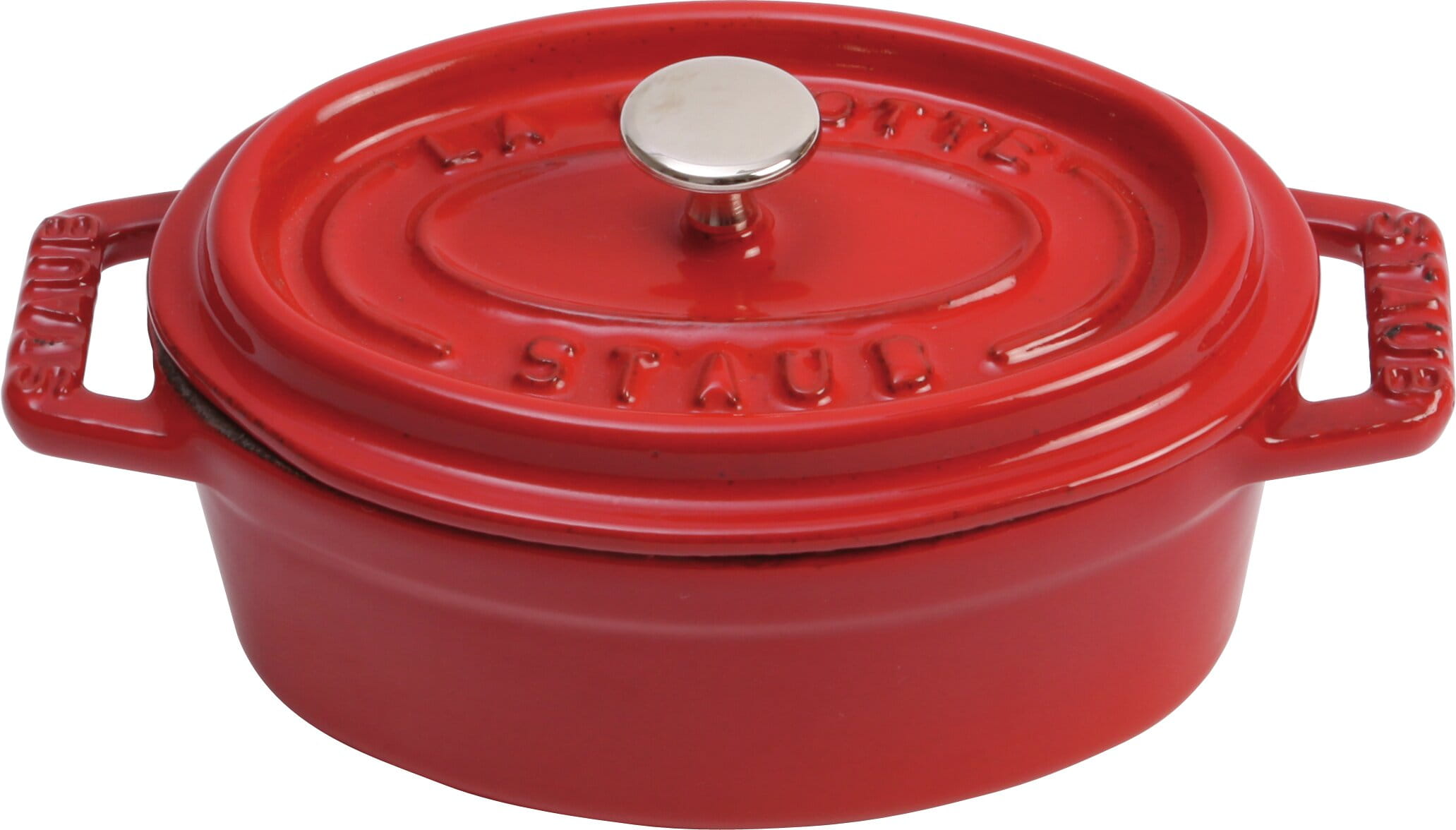 Staub Cocotte Bräter Gusseisen oval 11 cm kirschrot