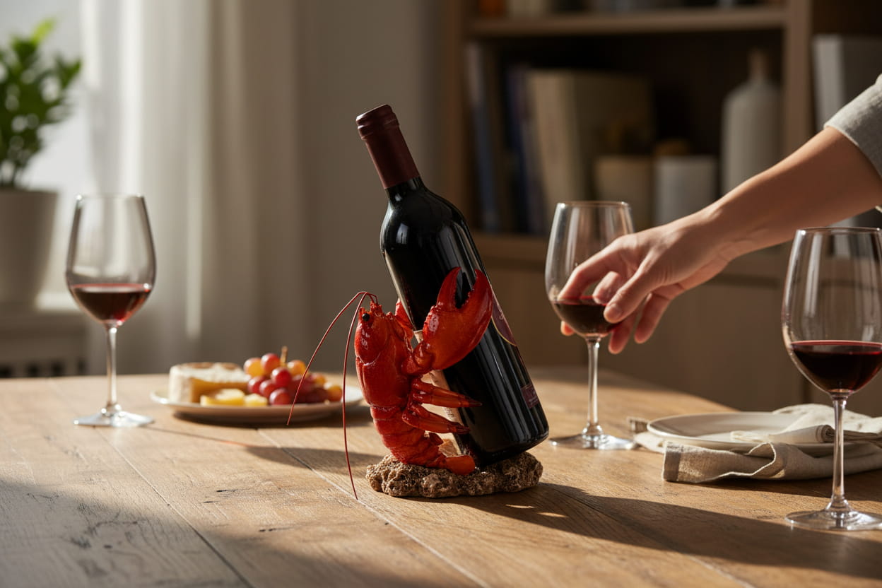 formano Flaschenhalter Hummer handbemalt Kunststein 19cm