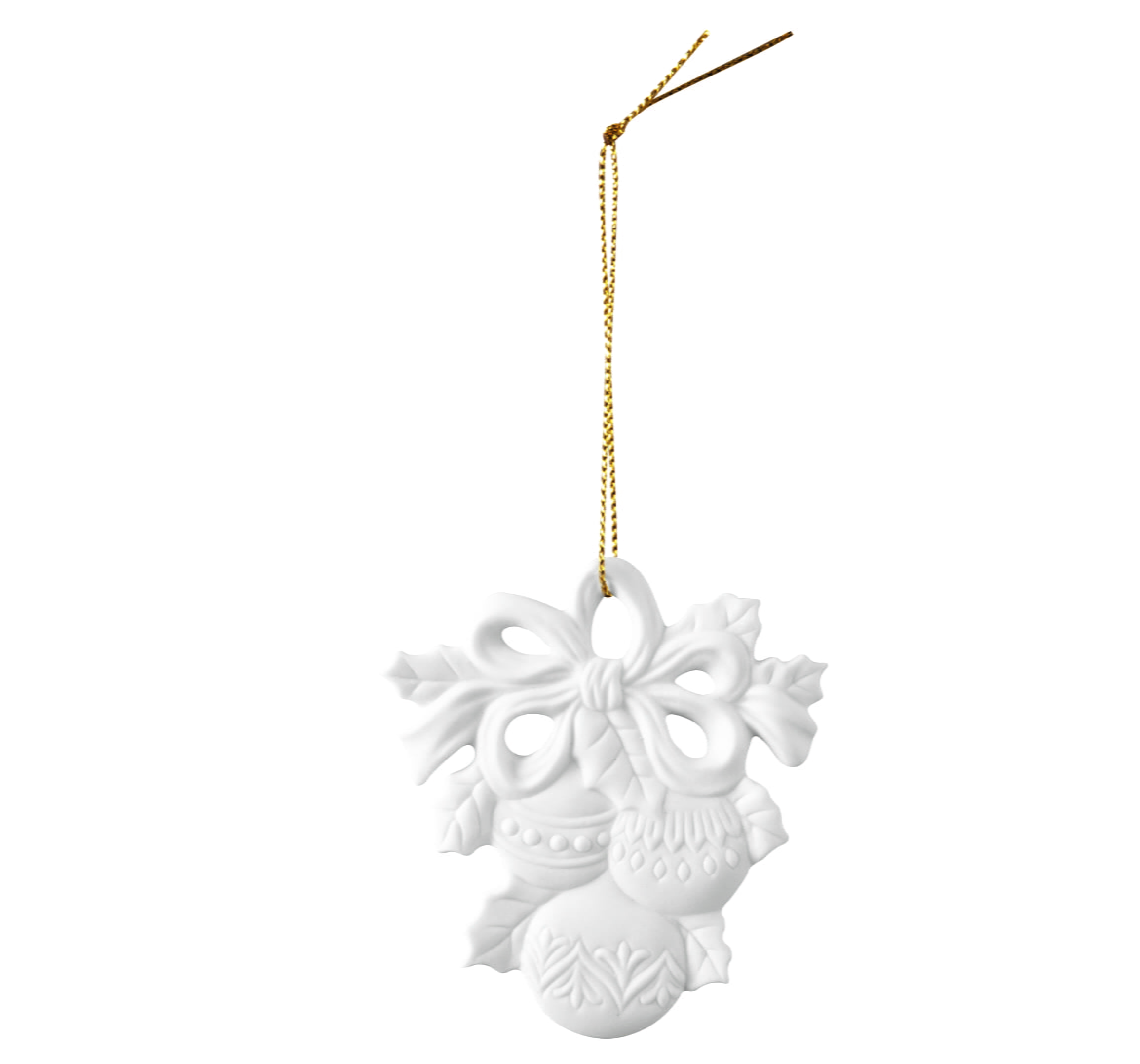 Seltmann Porzellan Weihnachtsanhänger "Schleife mit 3 Kugeln", 8 cm, Weiß