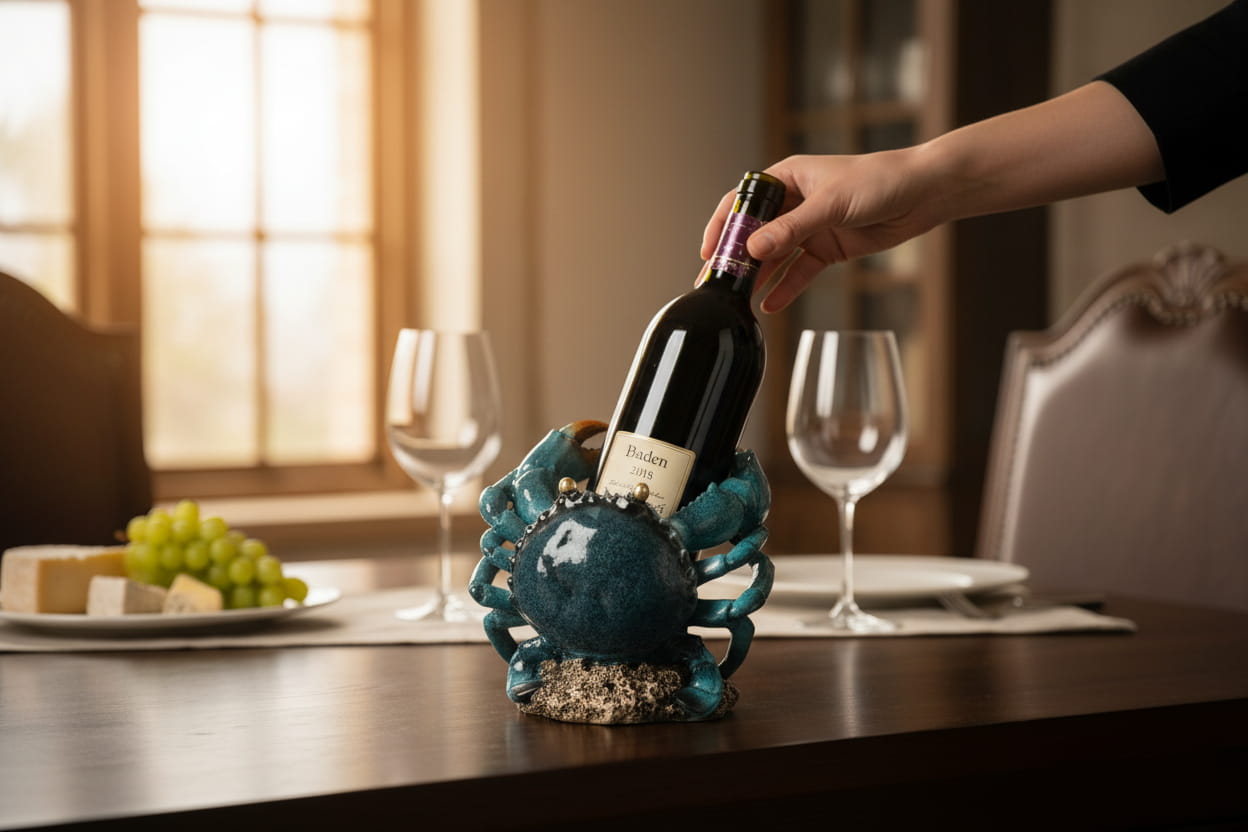 formano Flaschenhalter Krabbe handbemalt Kunststein 19cm