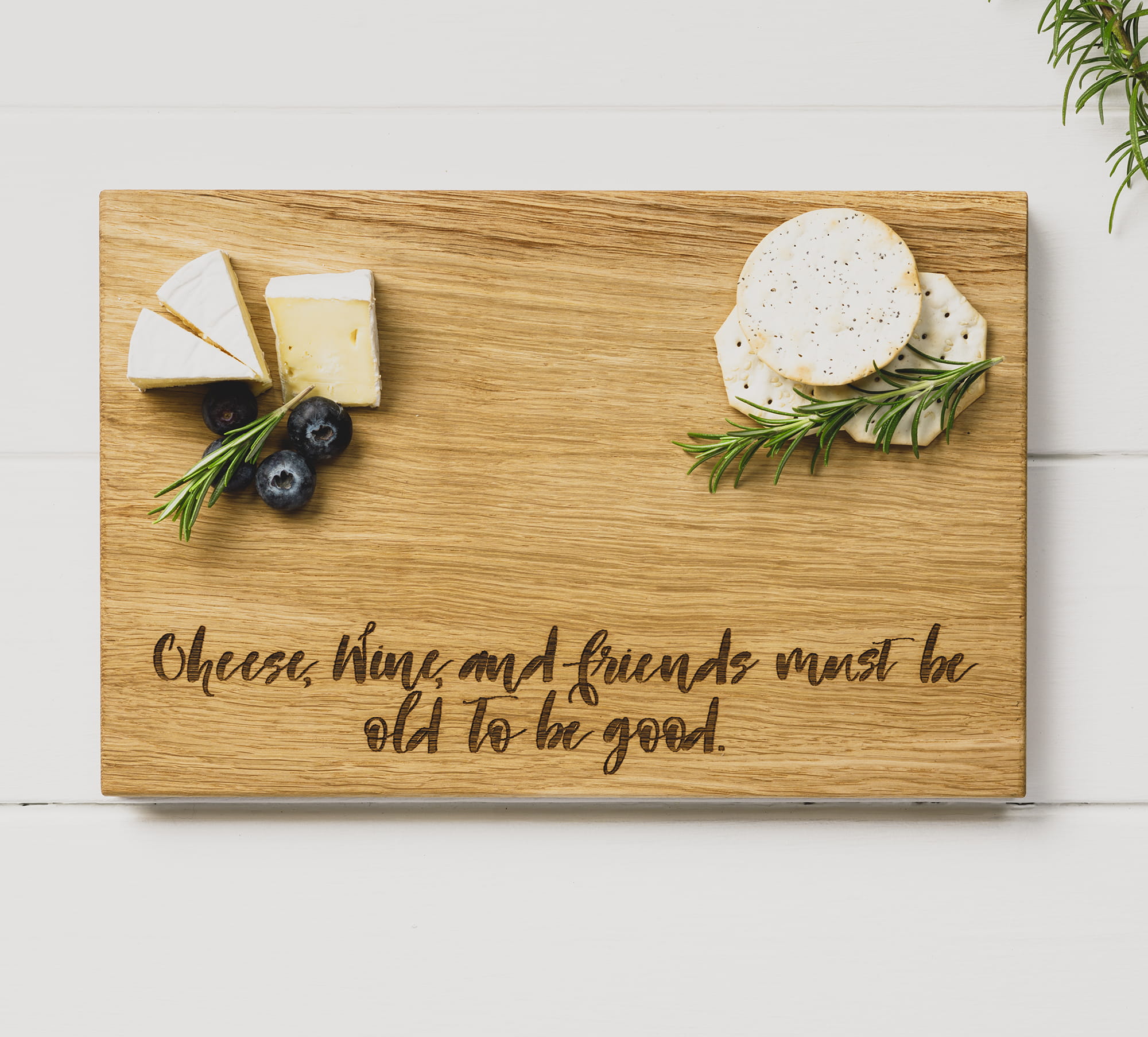 Scottish Eiche Servierbrett 30 cm - "Cheese, Wine & Friends" 30 x 20 cm