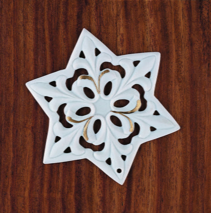 Seltmann Weihnachtsanhänger "Stern, Schneeflocke", 8 cm, Weiß/Gold
