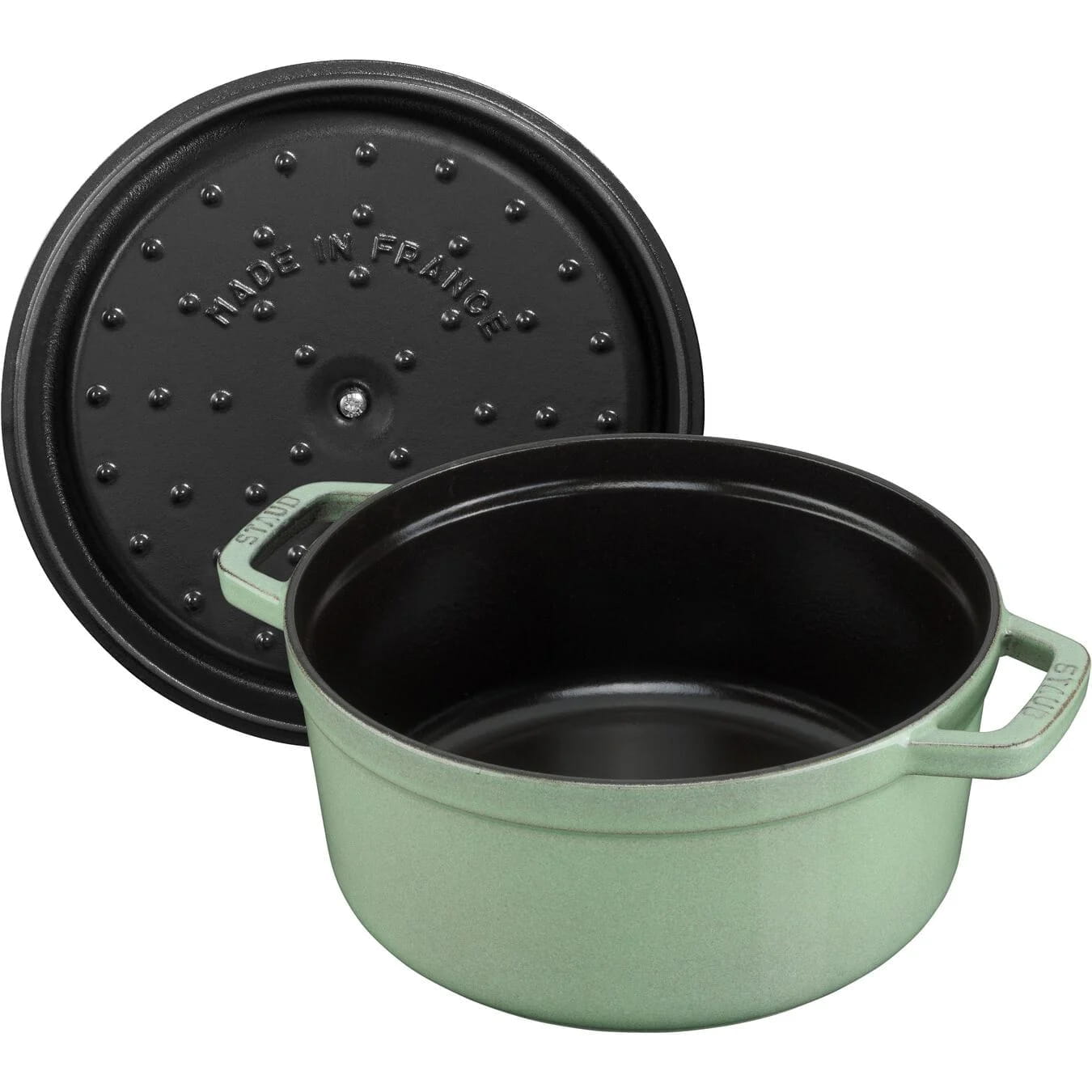 Staub Cocotte Bräter Gusseisen rund 26 cm Salbei