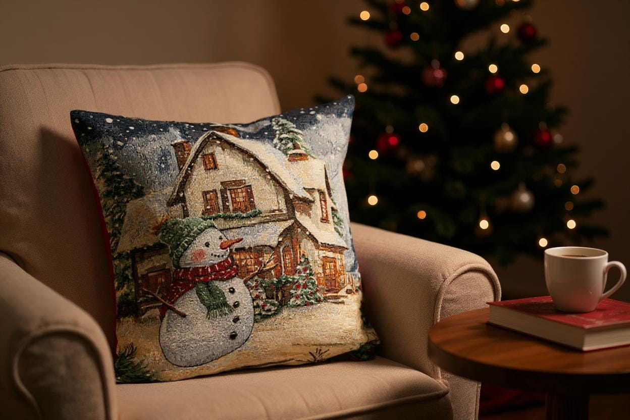 formano Kissen Stickerei Weihnachten / Schneemann 45 x 45 x 15 cm 