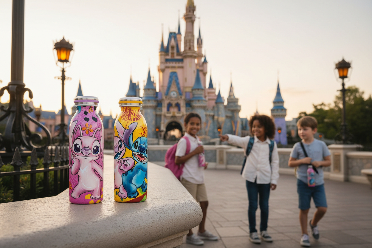 Gilde Disney Edelstahl Thermosflaschen / Isolierflaschen "Stitch & Angel"