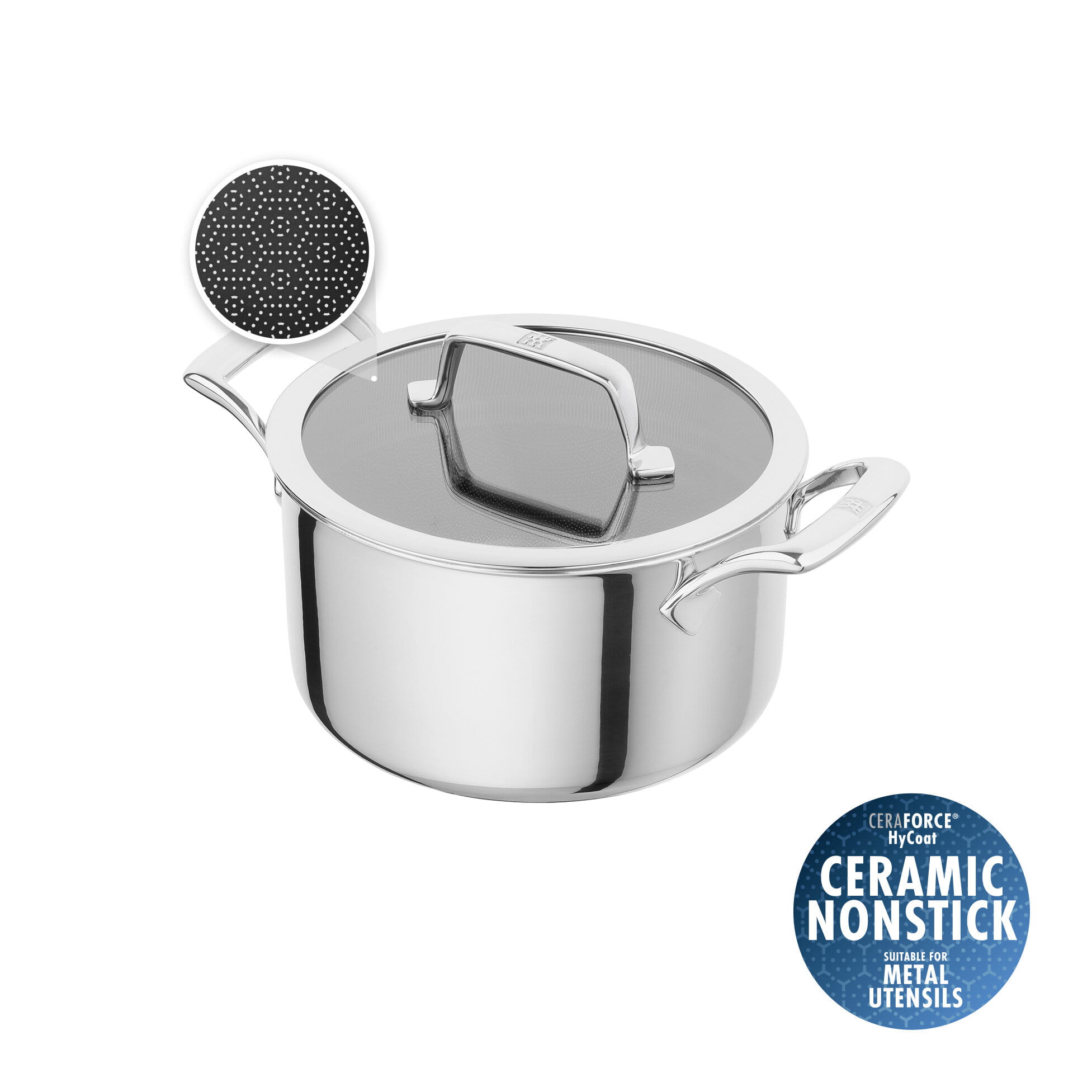 ZWILLING Peak Kochtopf 24cm 5.70l - 18/10 Edelstahl & Keramische Antihaft-Beschichtung