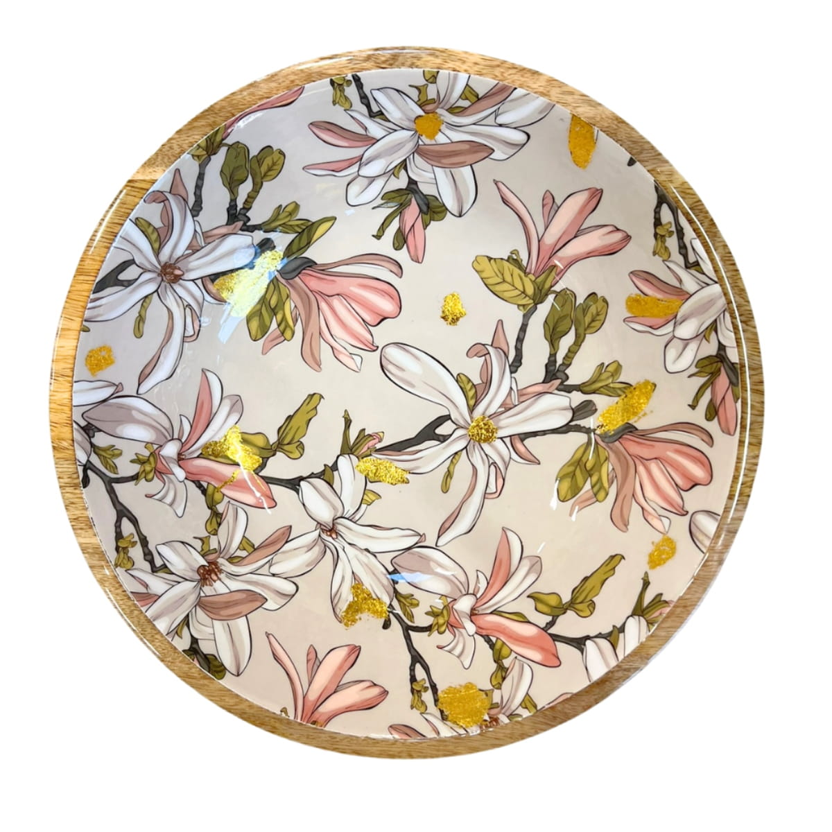 byRoom Mangoholz Schüssel Magnolia beige, rose, gold Ø 35 cm