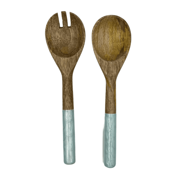 byRoom Mangoholz Salatbesteck Aqua Pearl 