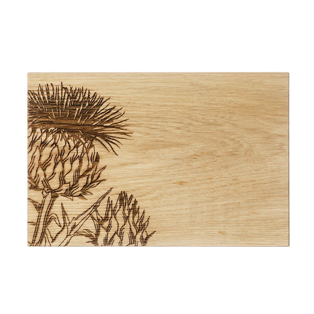 Scottish Eiche Servierbrett 30 cm - zeitgenössische Distel 30 x 20 cm