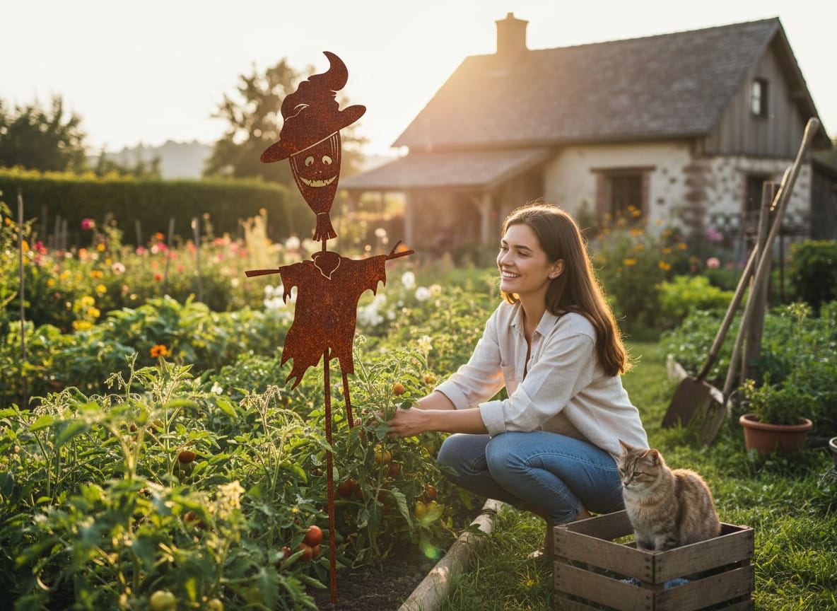 Ferrum Art Design Rost Gartenstab "Vogelscheuche gruselig"