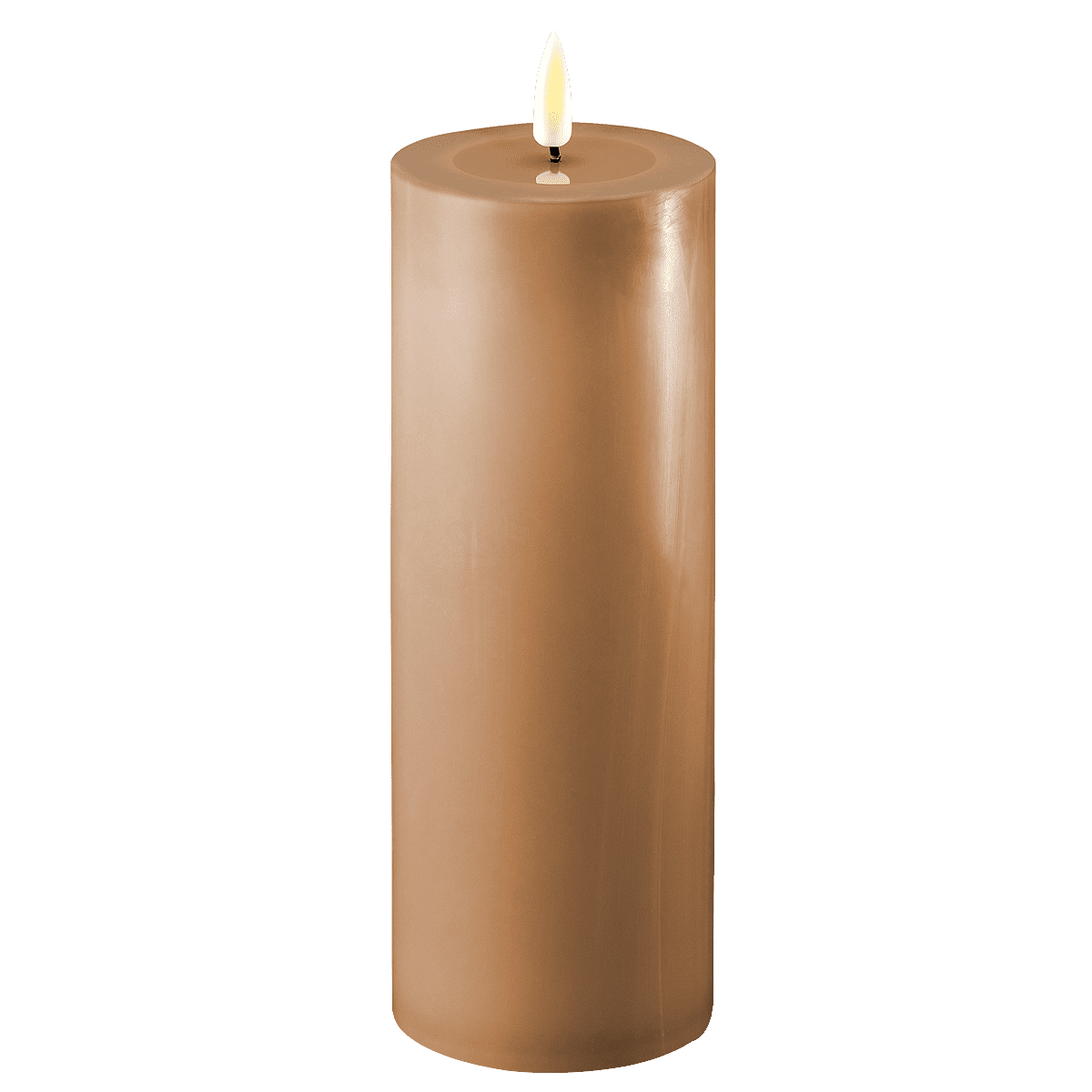 Deluxe Homeart Real Flame LED Stumpenkerze 7,5 x 20 cm Karamell