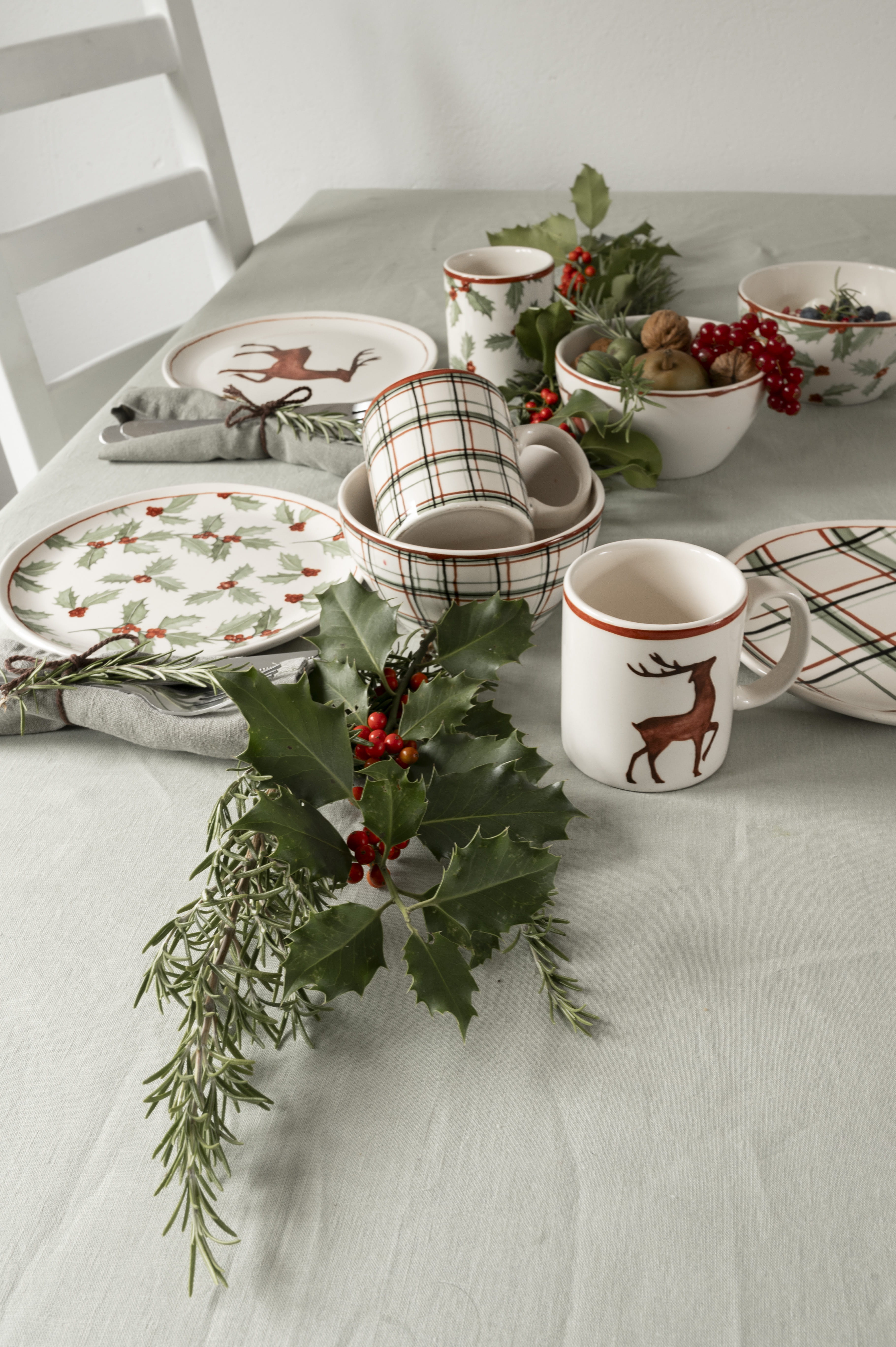 Table of Joy Christmas Steingut Schüssel Holly 15 cm Creme