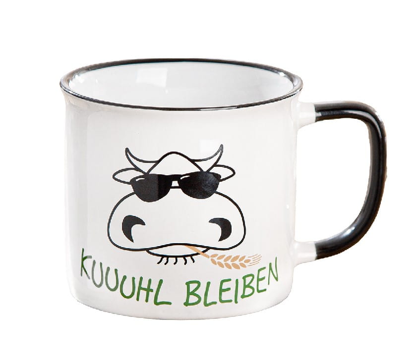 Gilde Keramik Becher Tasse "Landleben - Kuuuhl Bleiben" - 390 ml 