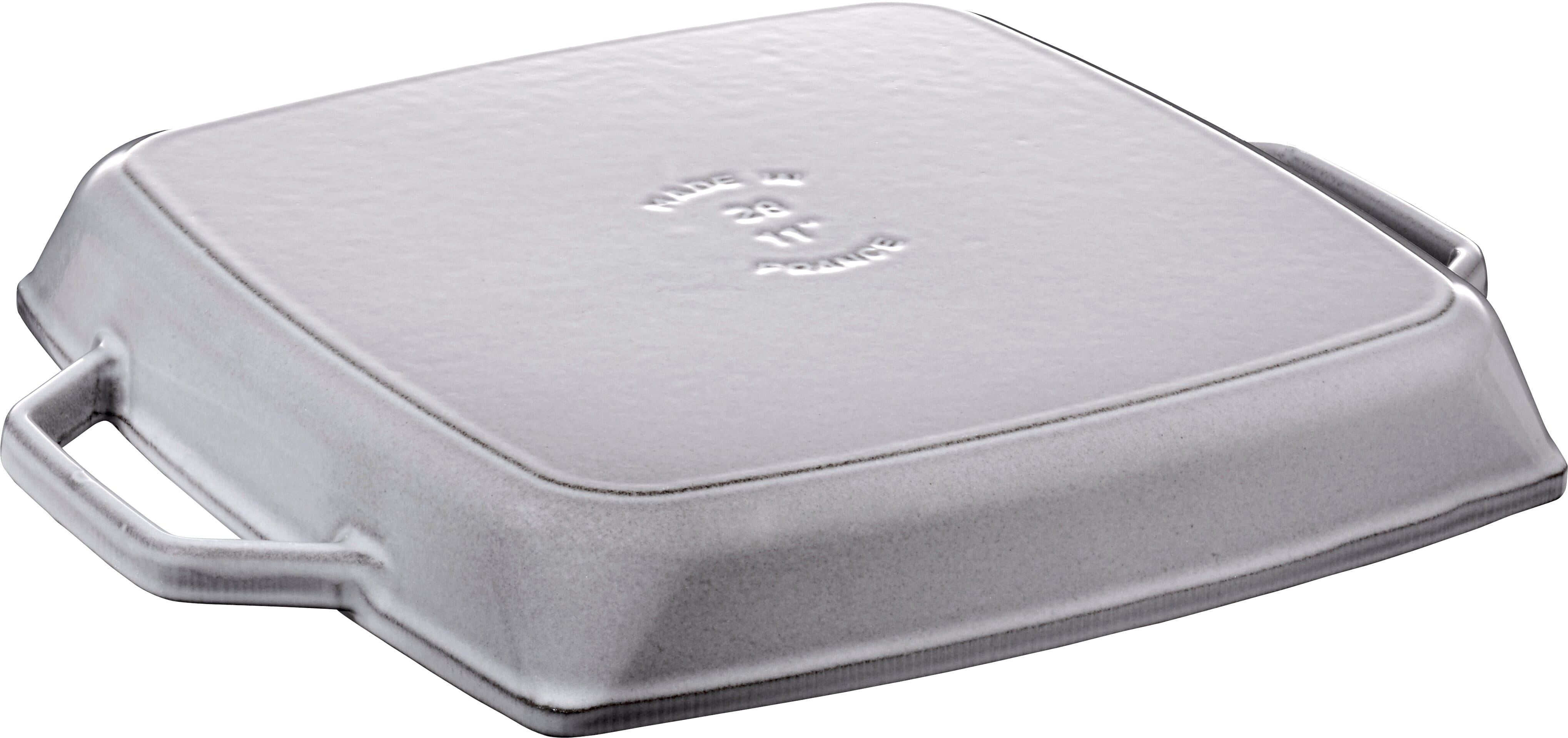Staub France Grillpfanne Gusseisen mit zwei Griffen quadratisch 28x28cm, Grafitgrau