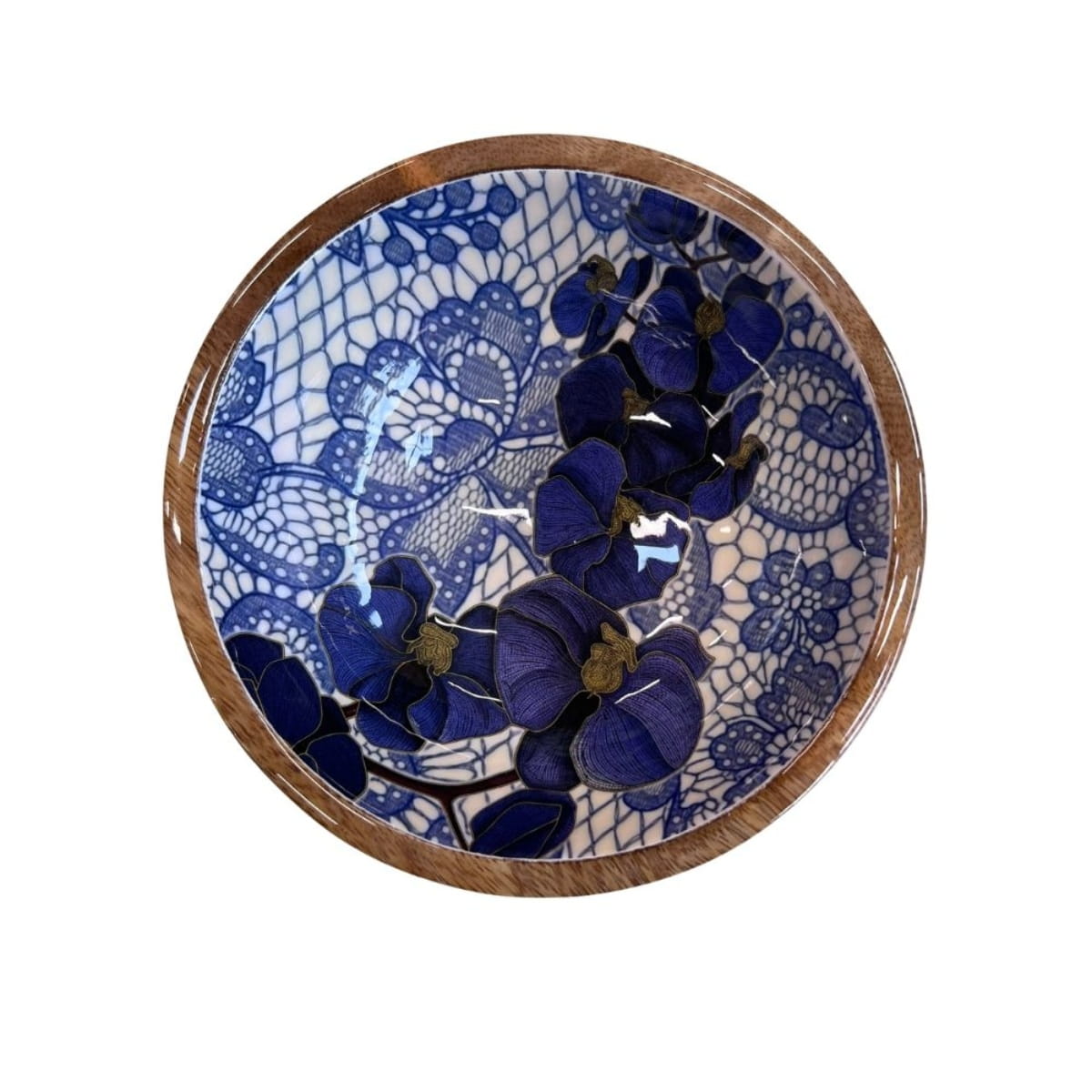 byRoom Mangoholz Schüssel Blue Lace Ø 18 cm