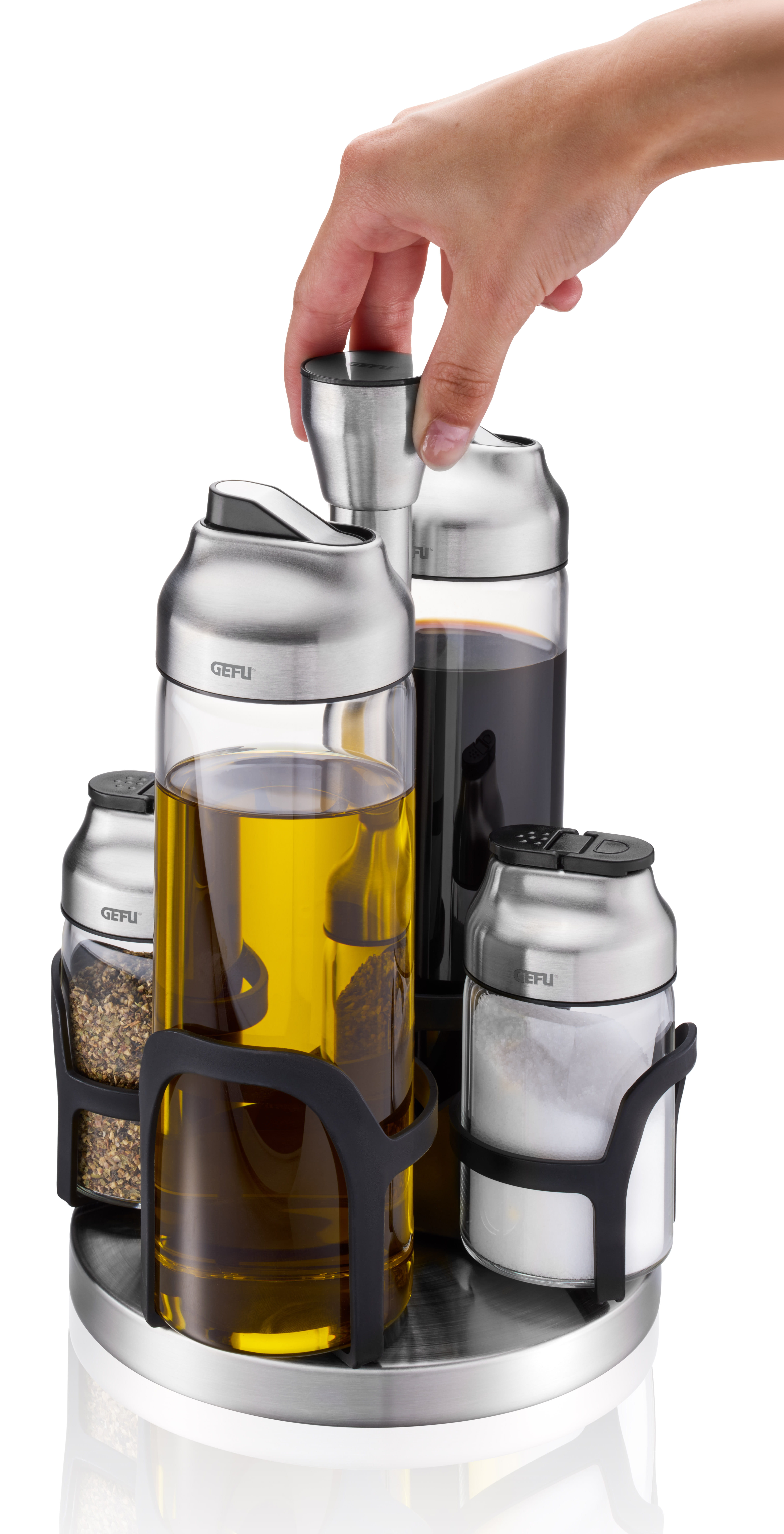 GEFU Essig-Öl und Gewürz Menage KIPPO, 5-teilig