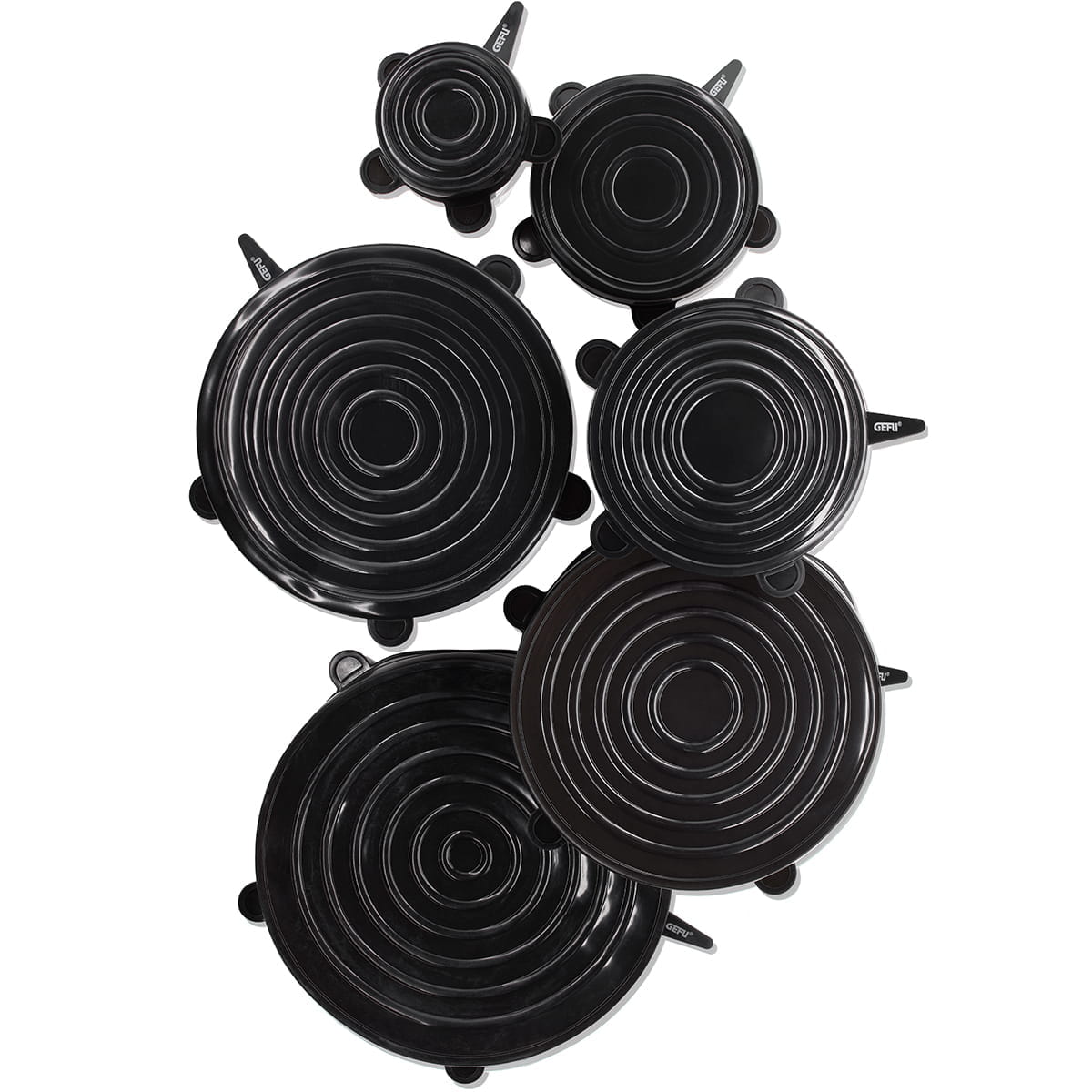 GEFU Silikondeckel FLEXIFRESH, 6-teilig  Schwarz