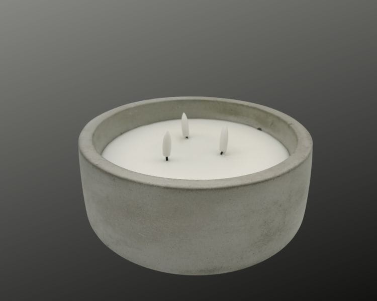 DEKOFlorale Rustikale Real Flame Beton 3 LED-Kerze Grau 20 x 8 cm, 6h Timer