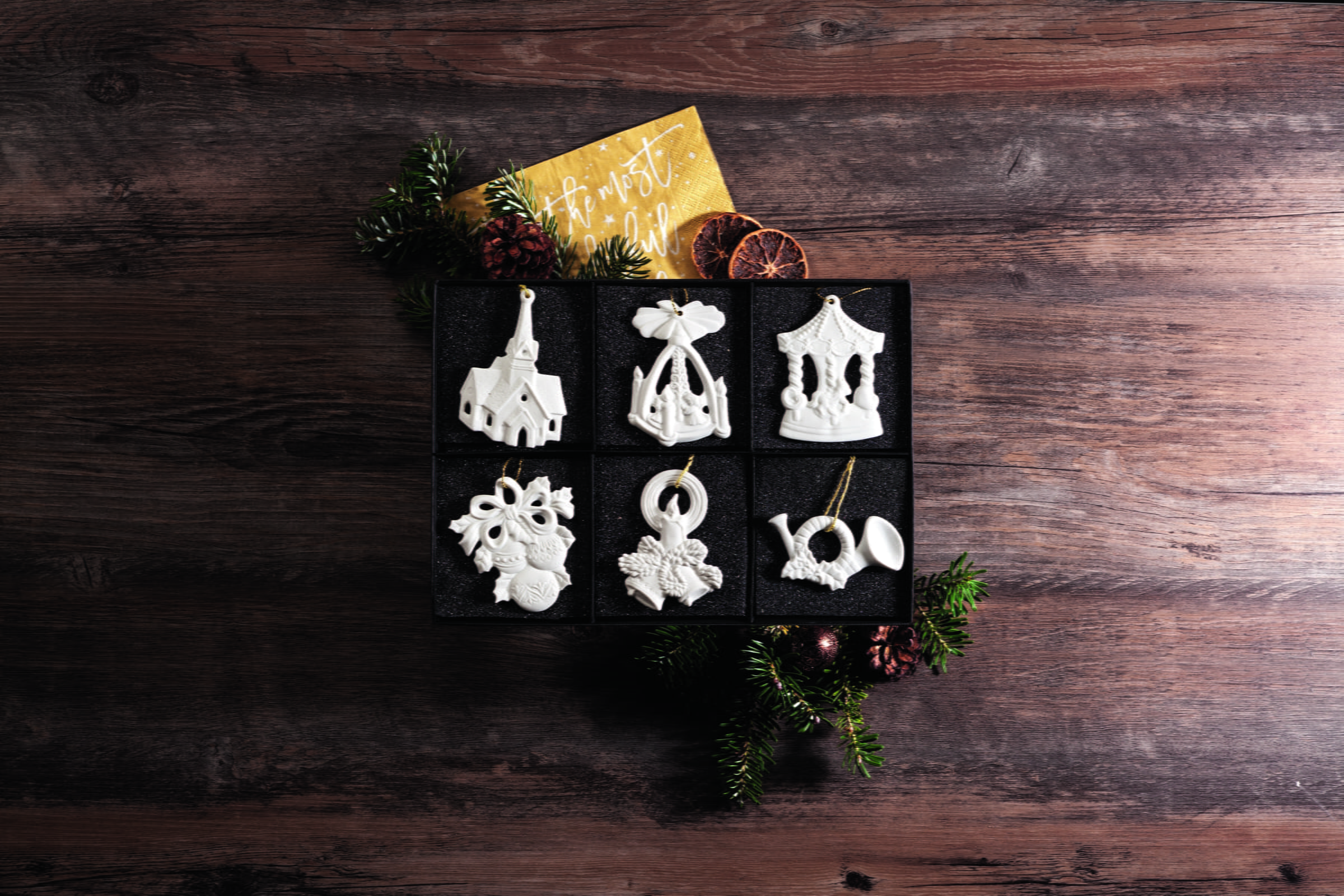 Seltmann Porzellan Weihnachtsanhänger 6er Set, Weiß