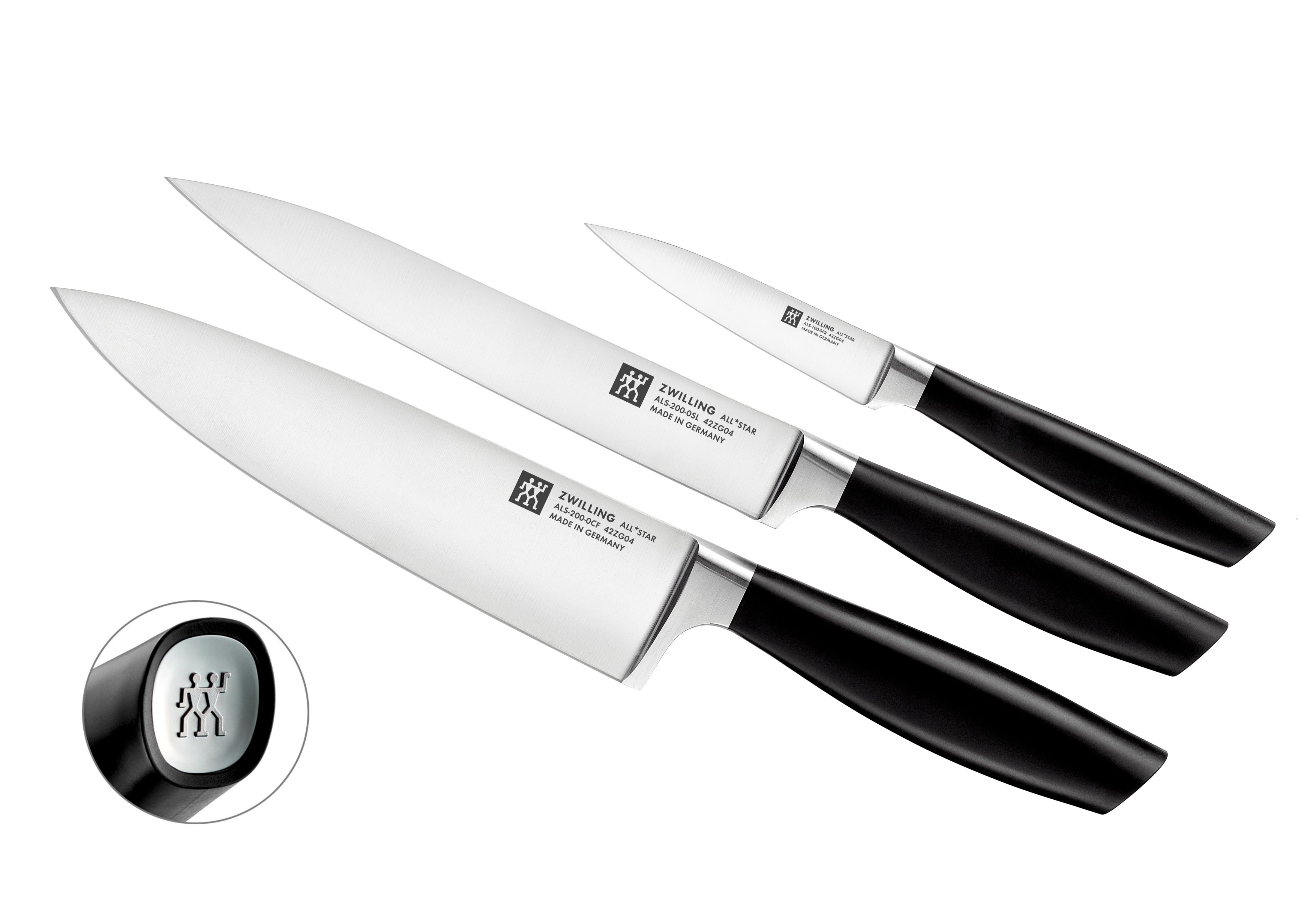 Zwilling All*Star Messerset 3-teilig, Koch-, Fleisch-, Spick- u. Garniermesser, Silber