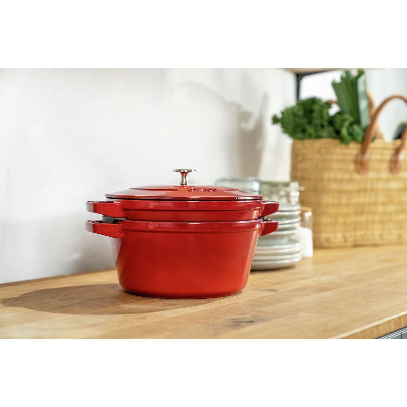 Staub Cocotte Kochtopfset 2-teilig Gusseisen rund 24 cm Kirschrot