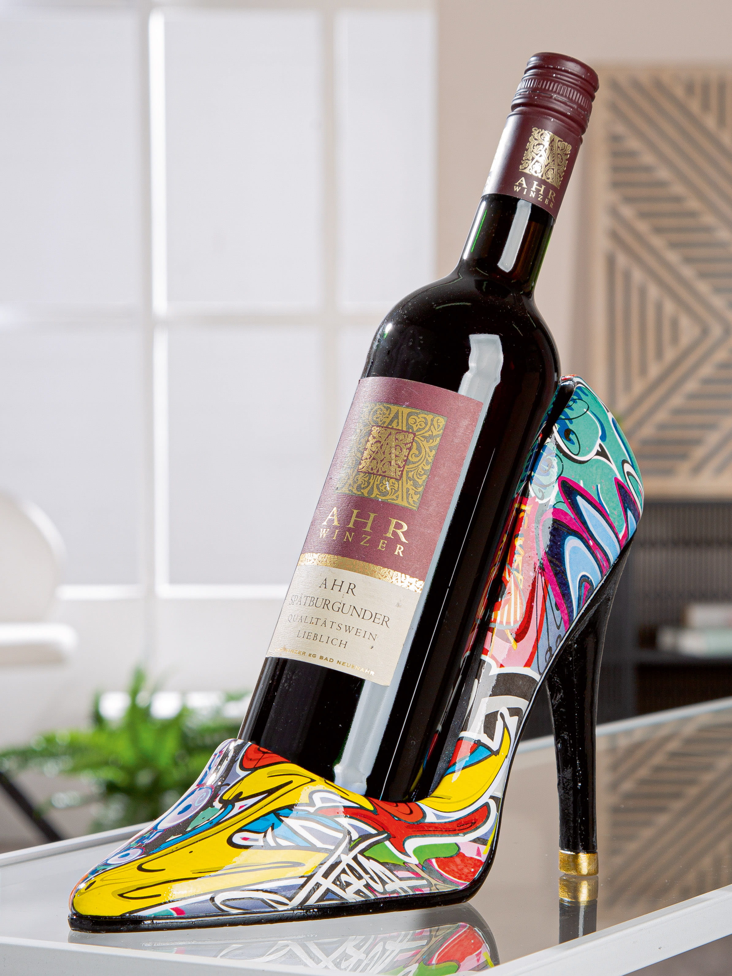 Gilde Flaschenhalter Schuh "Street Art Pumps" Graffiti, Kunstharz 