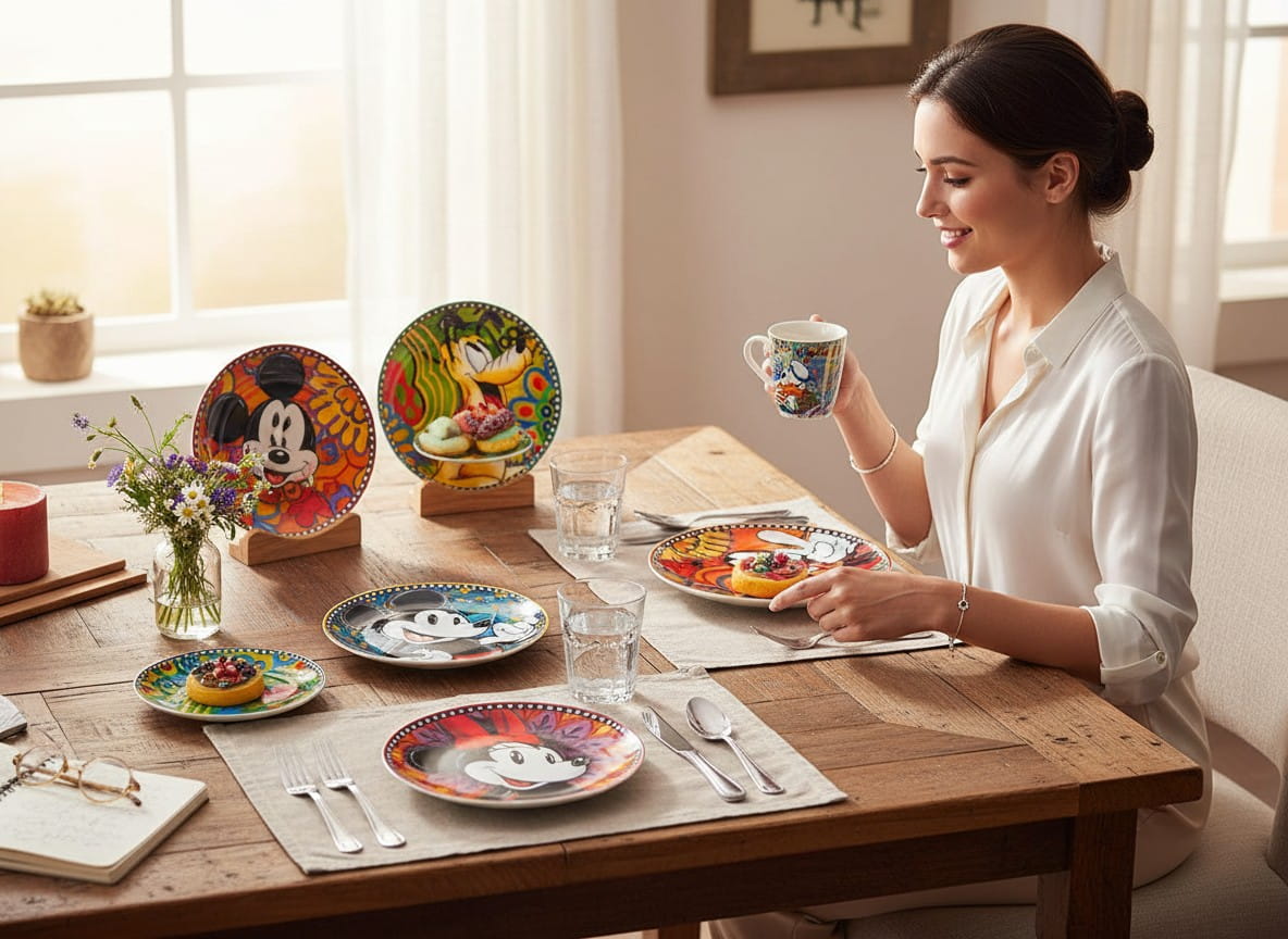 Gilde Disney Porzellan Dessertteller-Set forever & ever, 6er Set  - Ø 19 cm