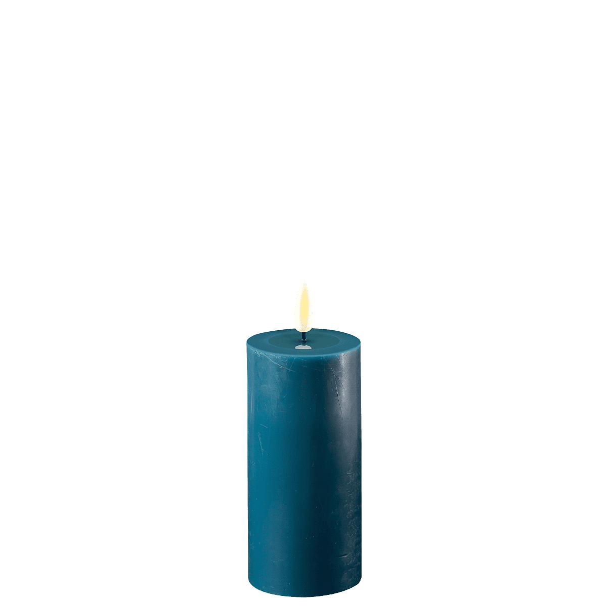 Deluxe Homeart Real Flame LED Stumpenkerze 5 x 10 cm Petrol Grün