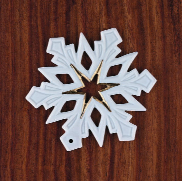 Seltmann Weihnachtsanhänger "Stern, Schneeflocke", 8 cm, Weiß/Gold