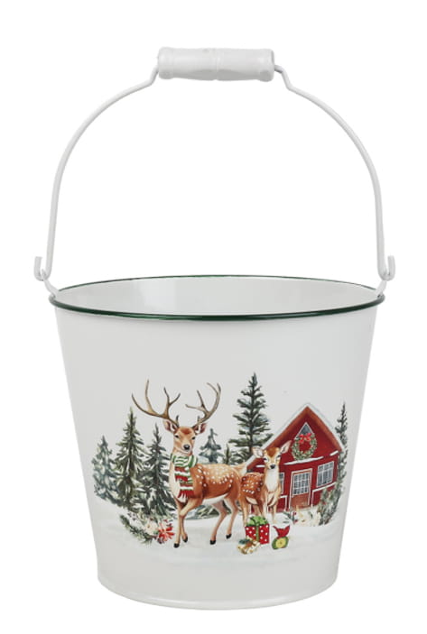 formano Metalleimer / Pflanzgefäß mit weihnachtlichem Hirschmotiv, 17x16 cm 