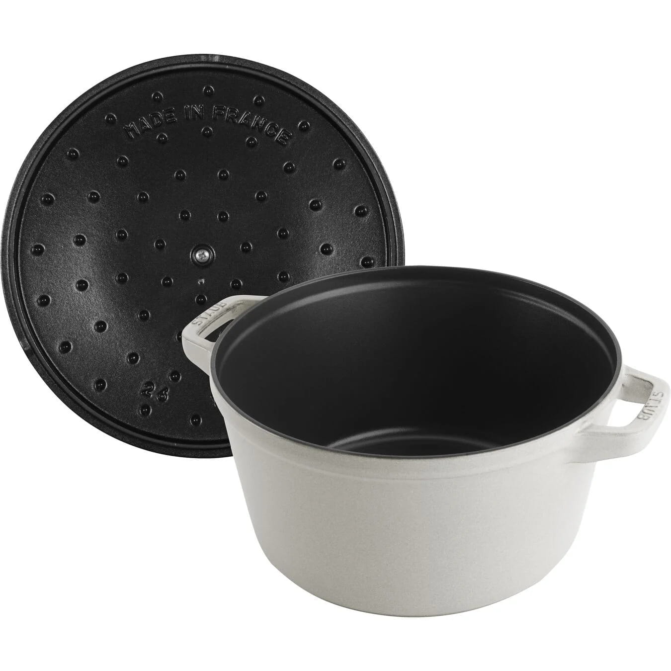 Staub Cocotte Kochtopfset 2-teilig Gusseisen rund 24 cm Weißer Trüffel