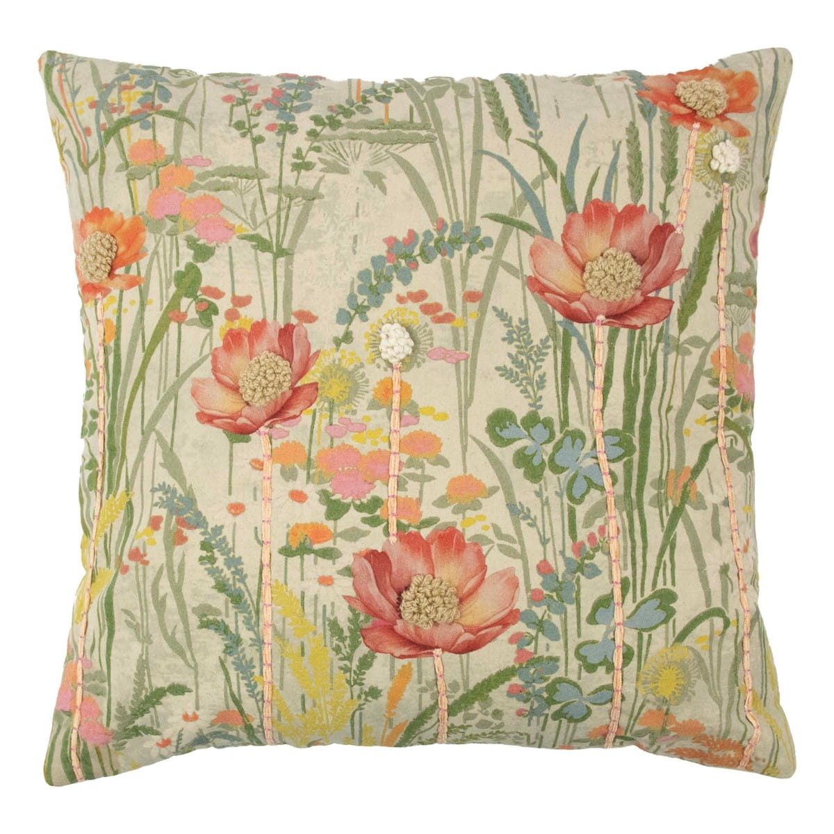 Mars & More Kissen Wildblumen Mohn rosa 60 x 60 cm 
