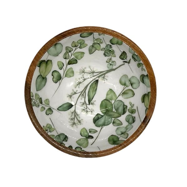 byRoom Mangoholz Schale grüne Blätter Ø 18 cm
