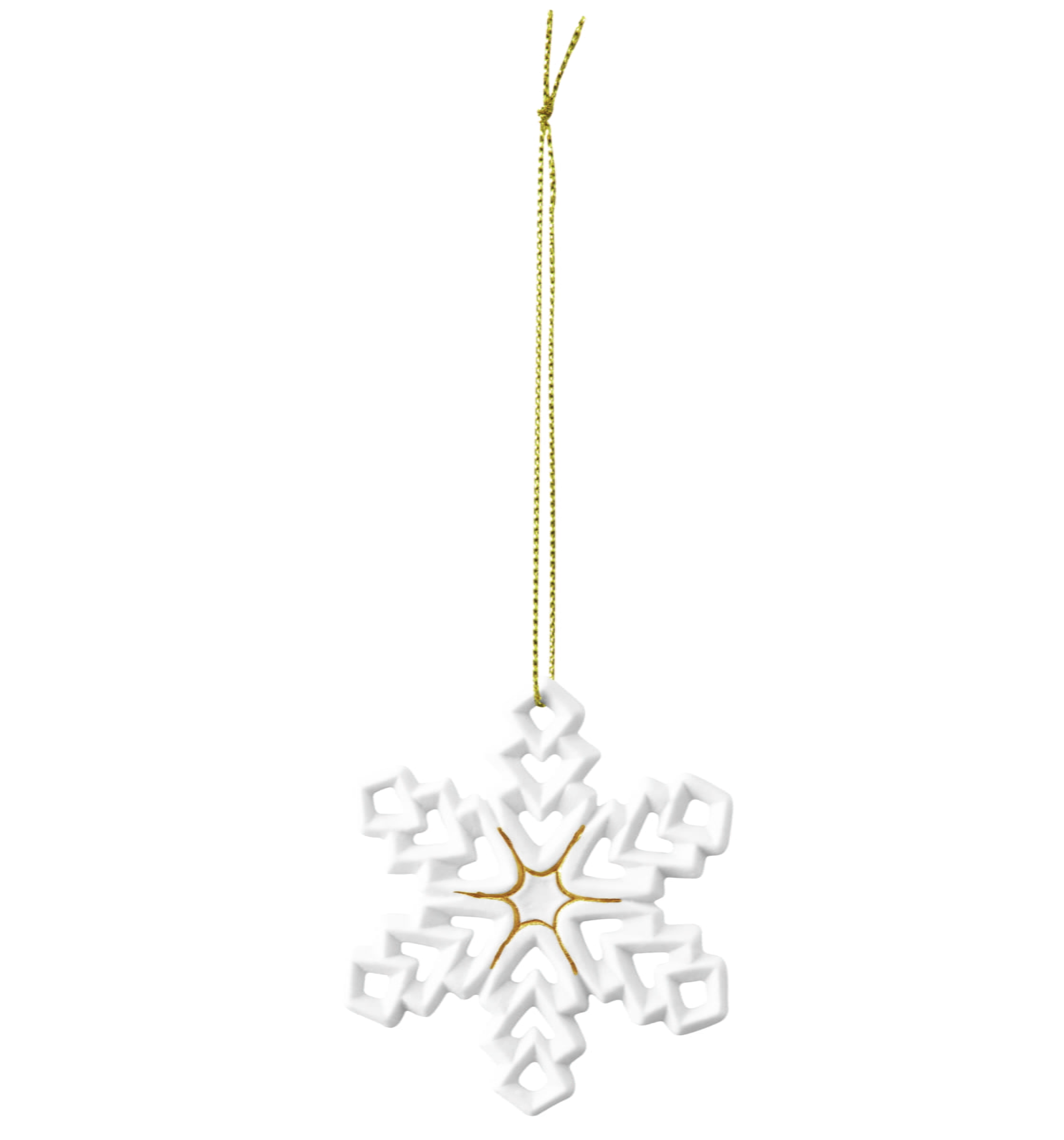 Seltmann Weihnachtsanhänger "Stern, Schneeflocke", 8 cm, Weiß/Gold