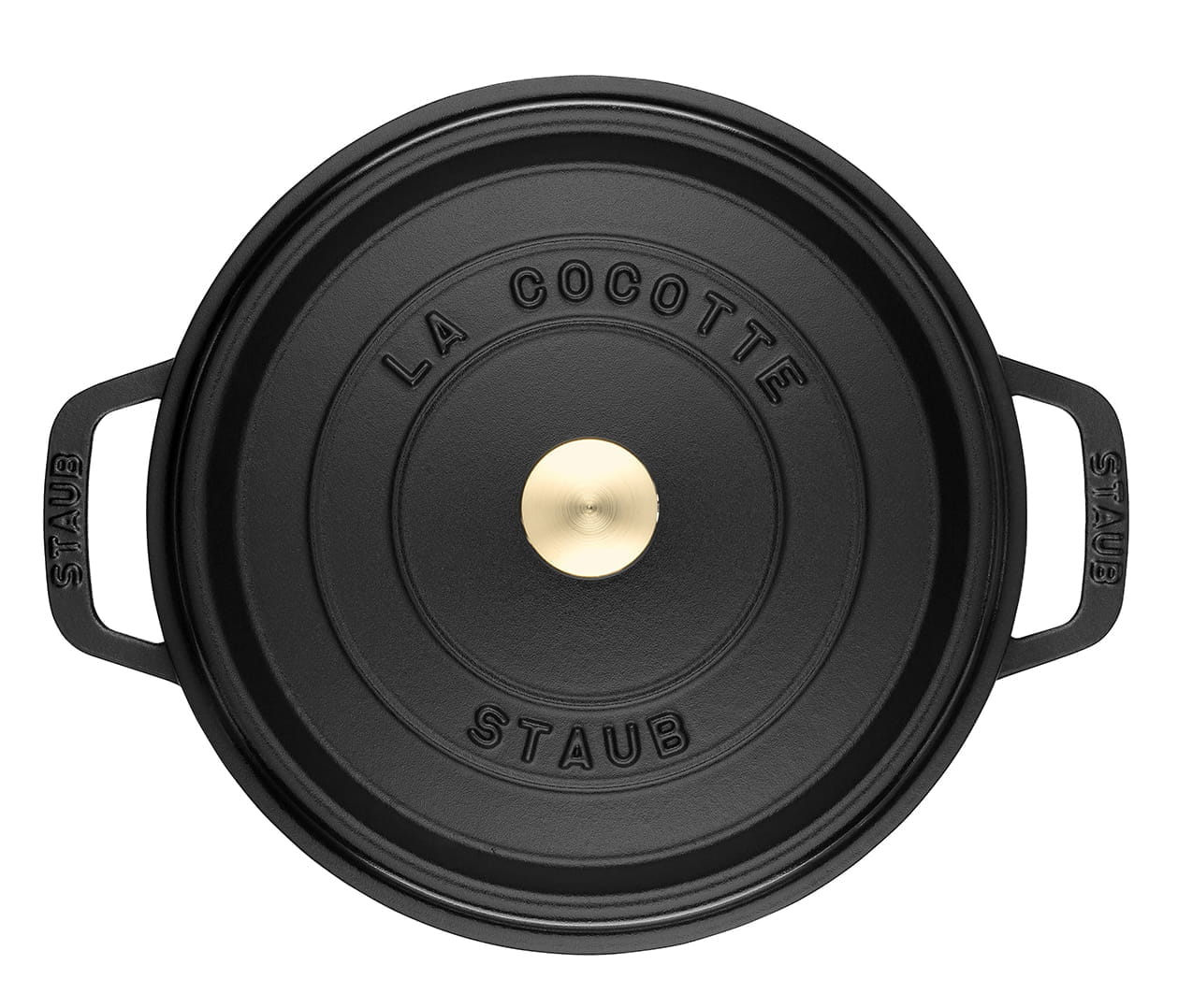 Staub Cocotte Bräter Gusseisen rund 26cm schwarz oben