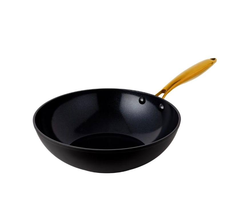 Henssler Schnelle Nummer Aluminium-Wok mit goldenem Griff, Ø 28 cm