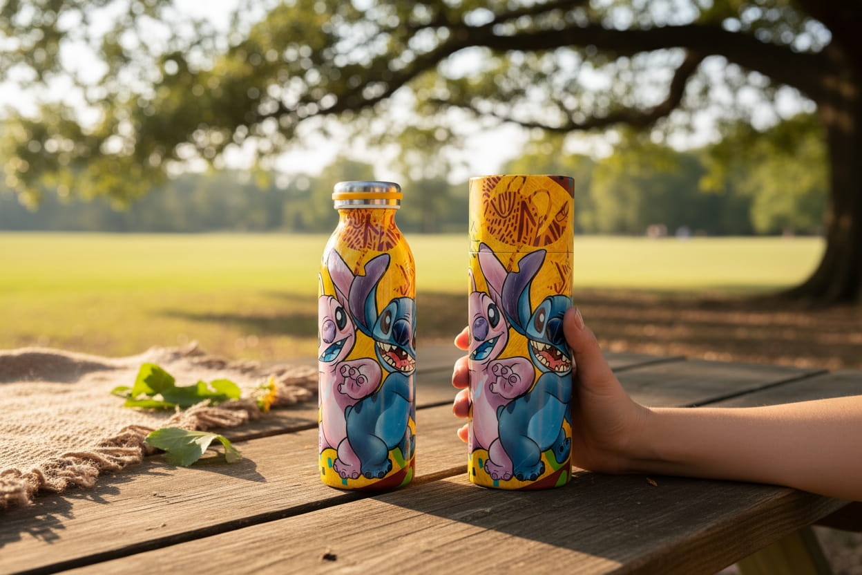 Gilde Disney Edelstahl Thermosflasche "Stitch & Angel"