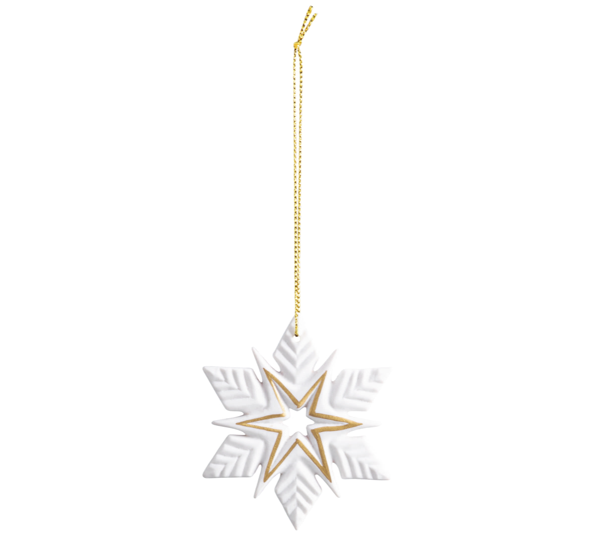 Seltmann Porzellan Weihnachtsanhänger "Weihachtsschmuck Stern" Ø 8 cm, Weiß/Gold