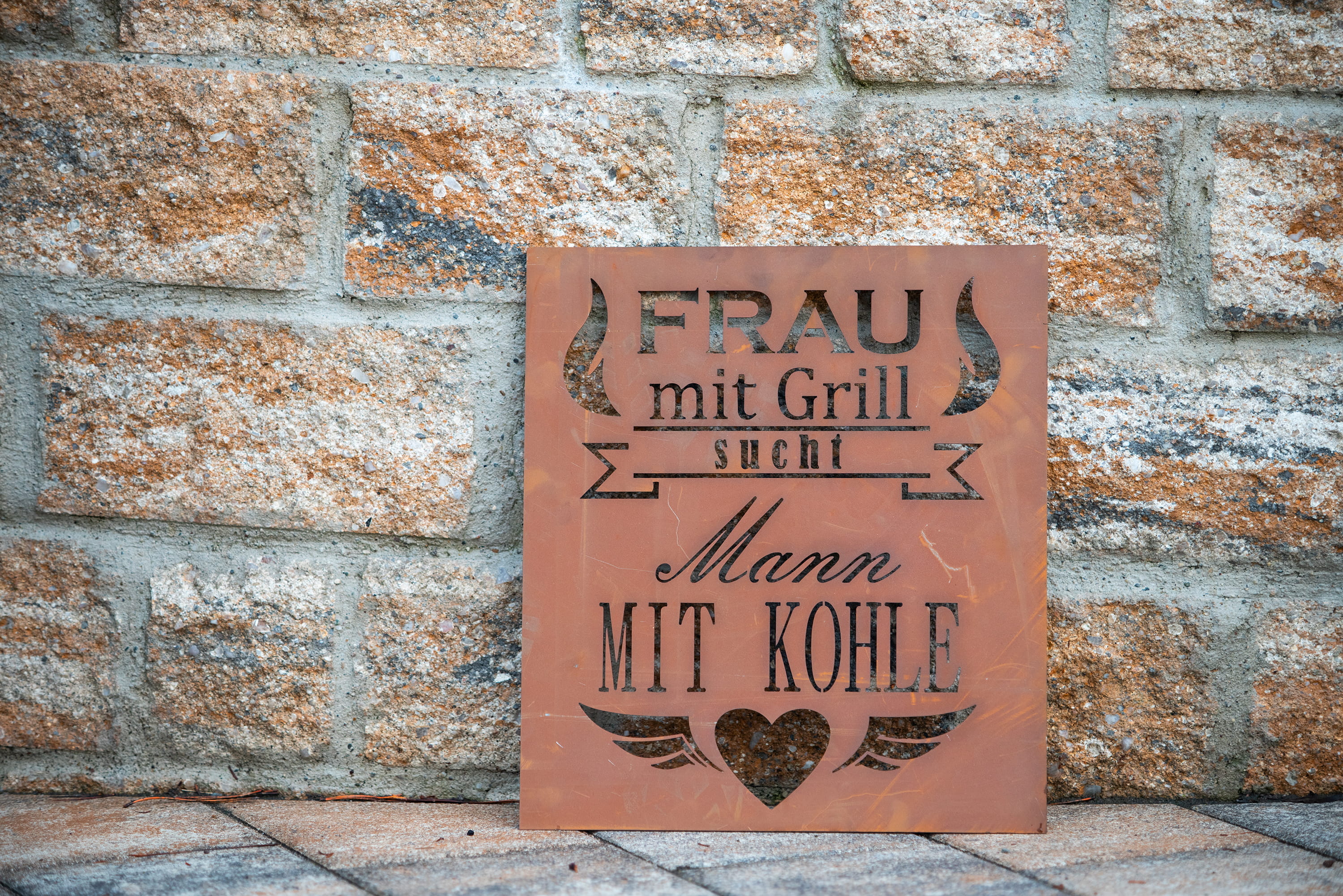 Ferrum Art Design Rost Gedichttafel "Frau sucht"