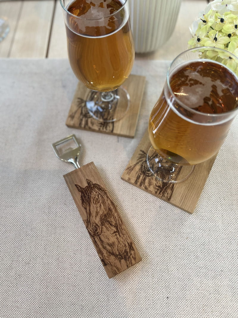 Scottish Eiche Flaschenöffner - Pferd Portrait 20 x 5 cm