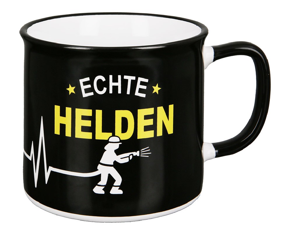 Gilde Keramik Becher Tasse "Echte Helden" - 390 ml