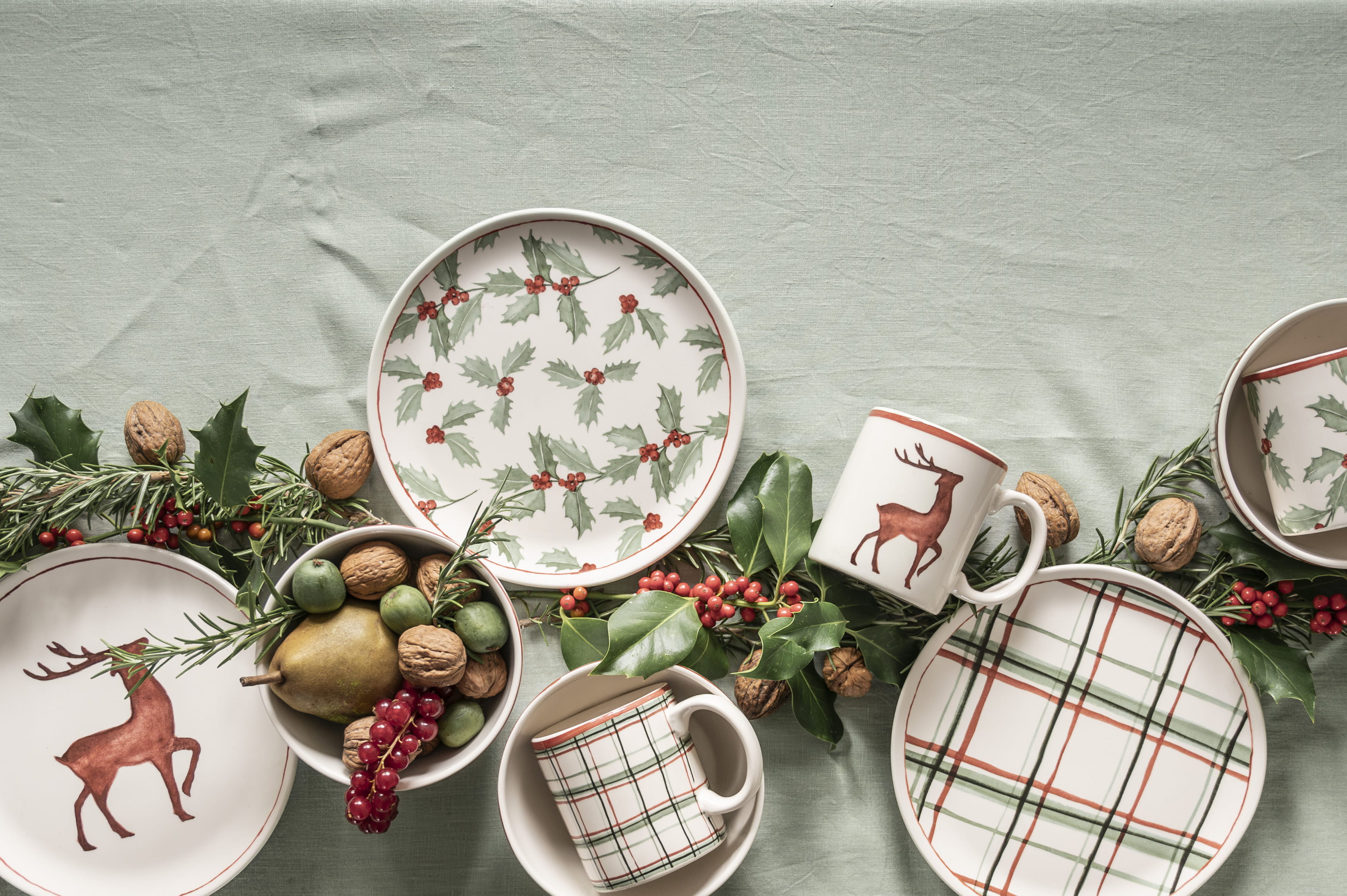 Table of Joy Christmas Steingut Schüssel Holly 15 cm Creme