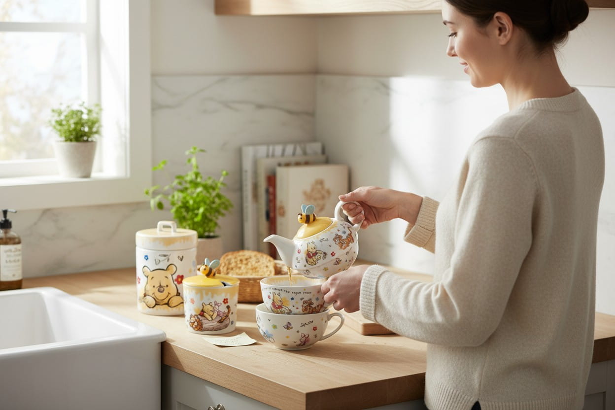 Gilde Disney Porzellan Zuckerdose, Teekanne, Vorratsdose und Schale