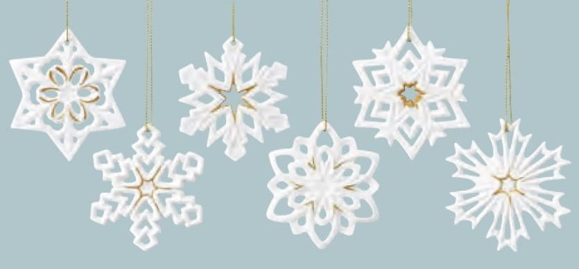Seltmann Porzellan Weihnachtsanhänger 6er Set "Weihnachtssterne", Weiß/Gold