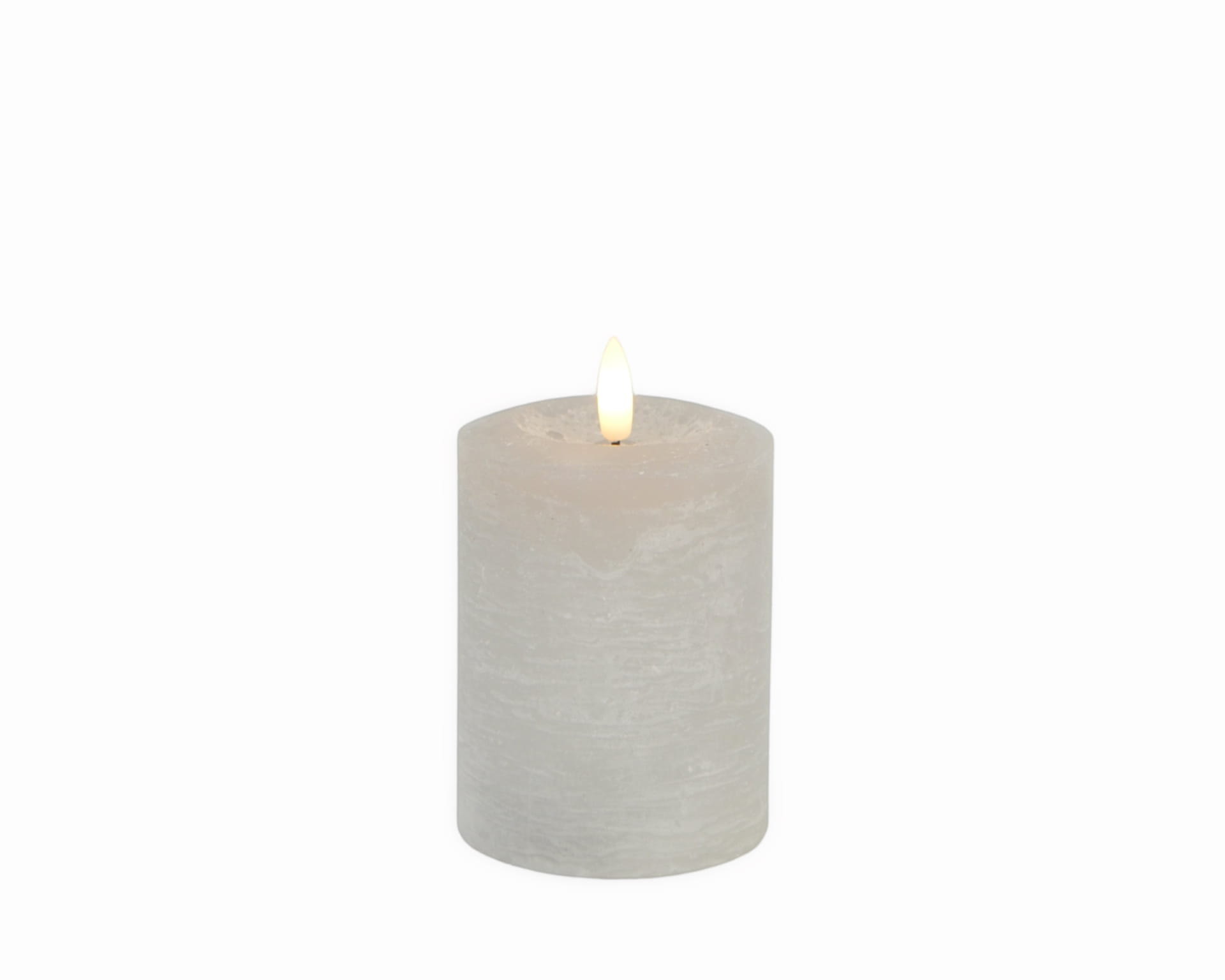 DEKOFlorale Rustikale Real Flame LED-Kerze Grau 7,6 x 16 cm