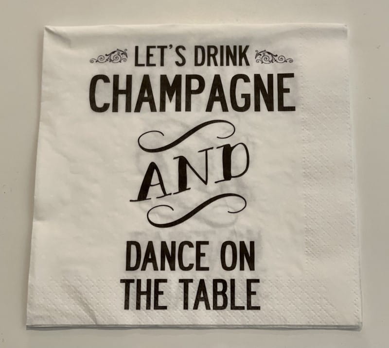 Citronelles Champagne Servietten "Let`s drink champagne...", 33 x 33 cm, Schwarz