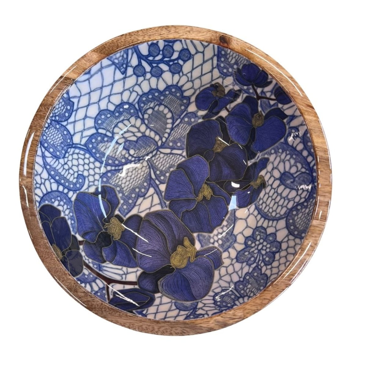 byRoom Mangoholz Schüssel Blue Lace Ø 25 cm