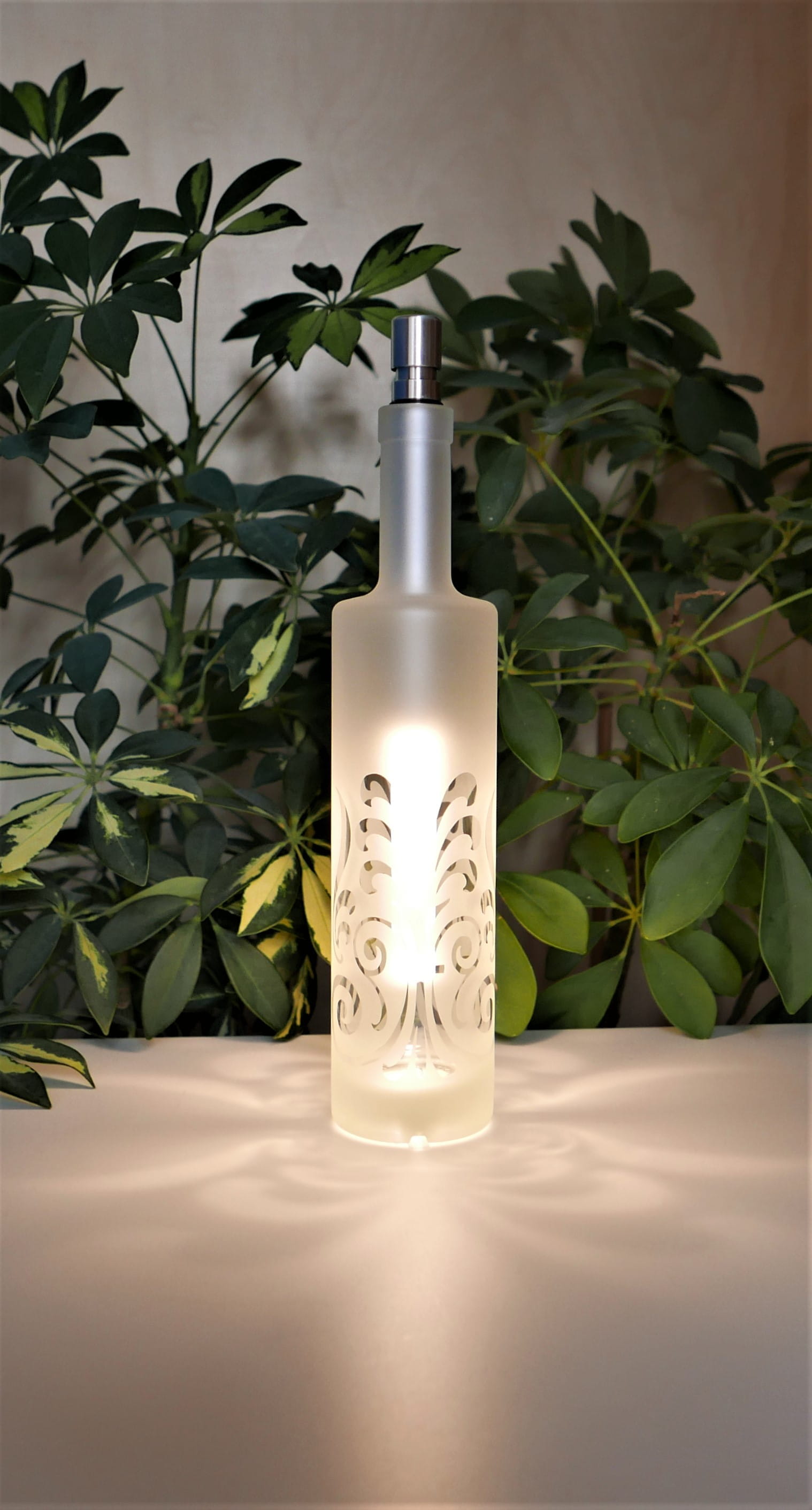 Bottlelight Flasche Firenze matt, handbearbeitet